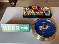 Diner clock/Blue Light clock & beer sign