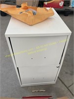 2 drawer Office cabinet missing key & (damaged)