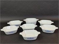 Set of 7 Corning Ware Petite Pans Blue Florals