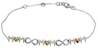 Beautiful "Mom" Diamond Infinity Bolo Bracelet