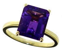 Emerald Cut 4.10 ct Natural Amethyst Ring