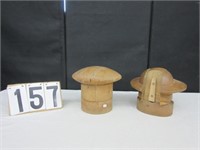 2 Wooden Puzzle Millinery Hat Molds