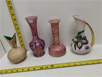 4 lovely vases - 1 murano