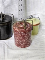 Vintage Stoneware Canisters With Locking Lids