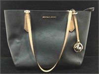 Michael Kors Black/Tan Medium ZIP Top Handbag
