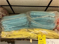 Yellow and light blue side pole drapes