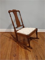 Antique Maple Rocker w/ Crocheted Seat