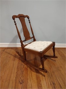 Antique Maple Rocker w/ Crocheted Seat