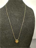Gold plated sterling silver heart pendant necklace