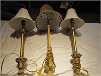Lot of 3 Candlestick Lamps