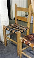 CHILDS CHAIR CANED WITH LEATHER BELTS