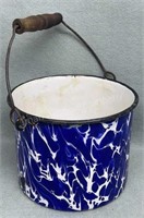 5in Enamel Blue/ White Bucket w/ Bail