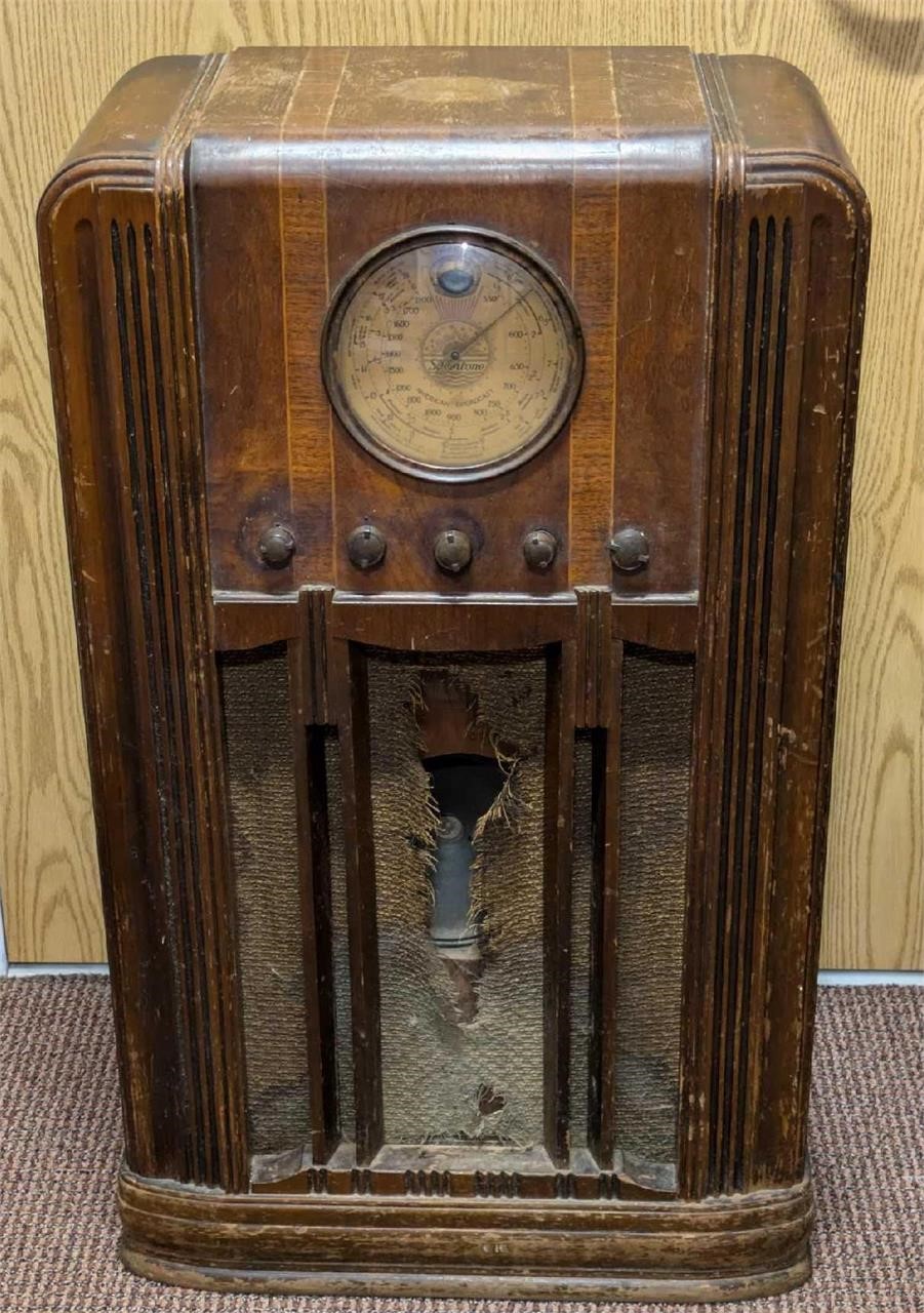 1936 Silvertone Art Deco Floor Model Radio