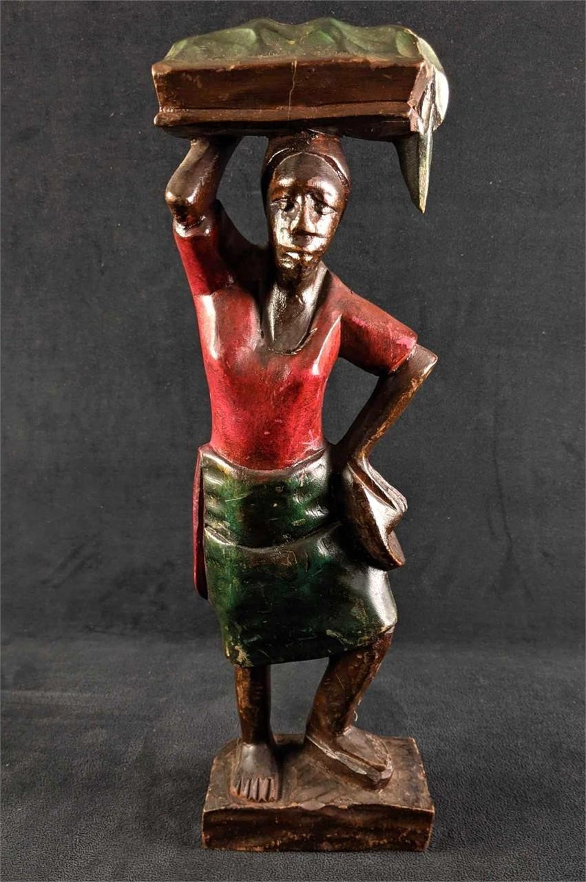 Wooden African Lady Sculpture