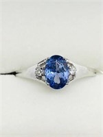 10k White Gold Tanzanite Diamond (0.02cts) Ring.