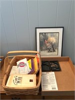 Basket, books, drillbits, picture