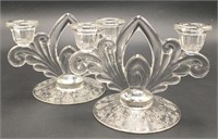 “ROSE POINT” Pair of 2-lite Candleholders