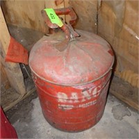 VINTAGE METAL GAS CAN (FULL-OLD GAS?) 5 GALLON