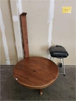 Round Coffee Table, Wooden Shelf, Charcoal Grill