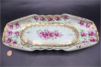 Marked Asian Gold & Rose Painted Dish