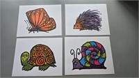 3M Turtle Butterfly Porcupine Snail Lithograph