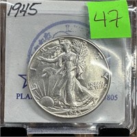 1945 HIGH GRADE WALKING LIBERTY SILVER HALF DOLLAR