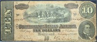 Genuine 1864 CSA $10 note