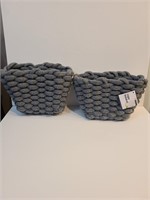 2qty Grey Rope Basket
