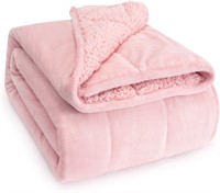 NEW Sherpa Fleece Weighted Blanket, 15 lbs Pink