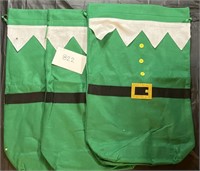 (3) Green Elf Santa Sack 25"L