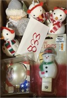 Mixed Christmas ornaments; Night Lights & More