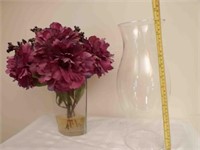 Glass Vase w/flowers, Hurricane Lamp Shade