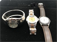 Lot of 3 Watches, 2 Metal and 1 leather