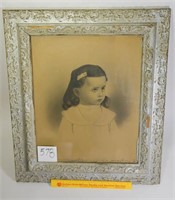 Antique Charcoal Drawing of Little Girl - Very