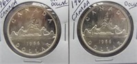(2) 1966 Canadian Silver Dollars.