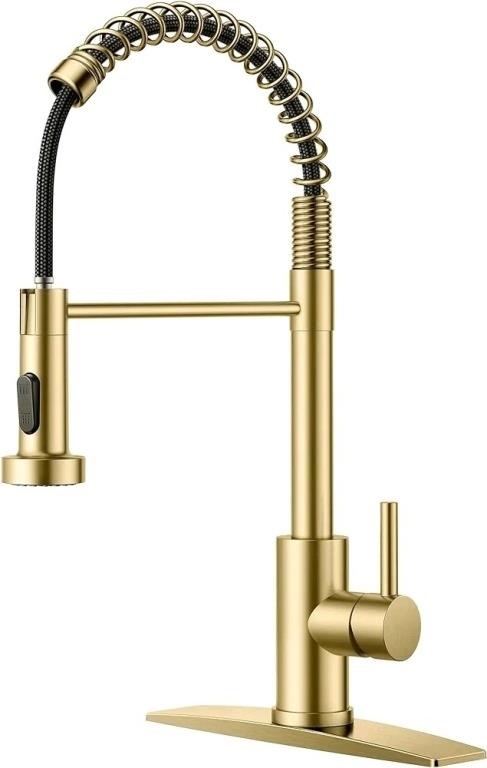 FORIOUS Gold Kitchen Faucet with Pull Down Sprayer