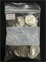 40 Washington Silver Quarters - All Pre-1964