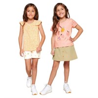 4-Pc Pekkle Girl's 5 Set, T-shirts, Short and