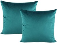 Teal Decor Throw Pillow Covers Soft Solid Square