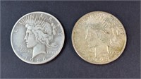 (2) PEACE SILVER DOLLARS, 1923 & 1926