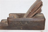 EARLY 8.5" WOODEN BOCK PLANE - CARVED AA ON SIDE