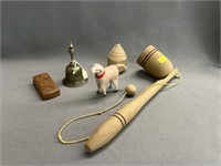 Turned Wood Toy, Match Safe, Miniature Bell