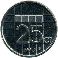 Netherlands 25 cents, 1990