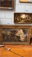 2 ANTIQUE OIL PAINTINGS ON CANVAS - DAMAGED