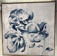3FT X 3FT BLUE FLORAL CANVAS WALL ART