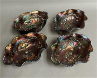 Set of Four Carnival Glass Fruit Bowls