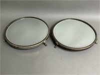 Pair of Silver Plate Mirror Plateau Vanity Trays