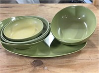 Vintage set of green dishes