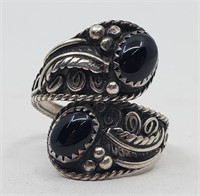 Elsie Yazzie, Navajo Sterling Silver Onyx Ring