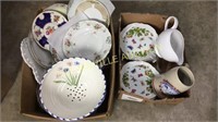 2 boxes mismatched dishes and china